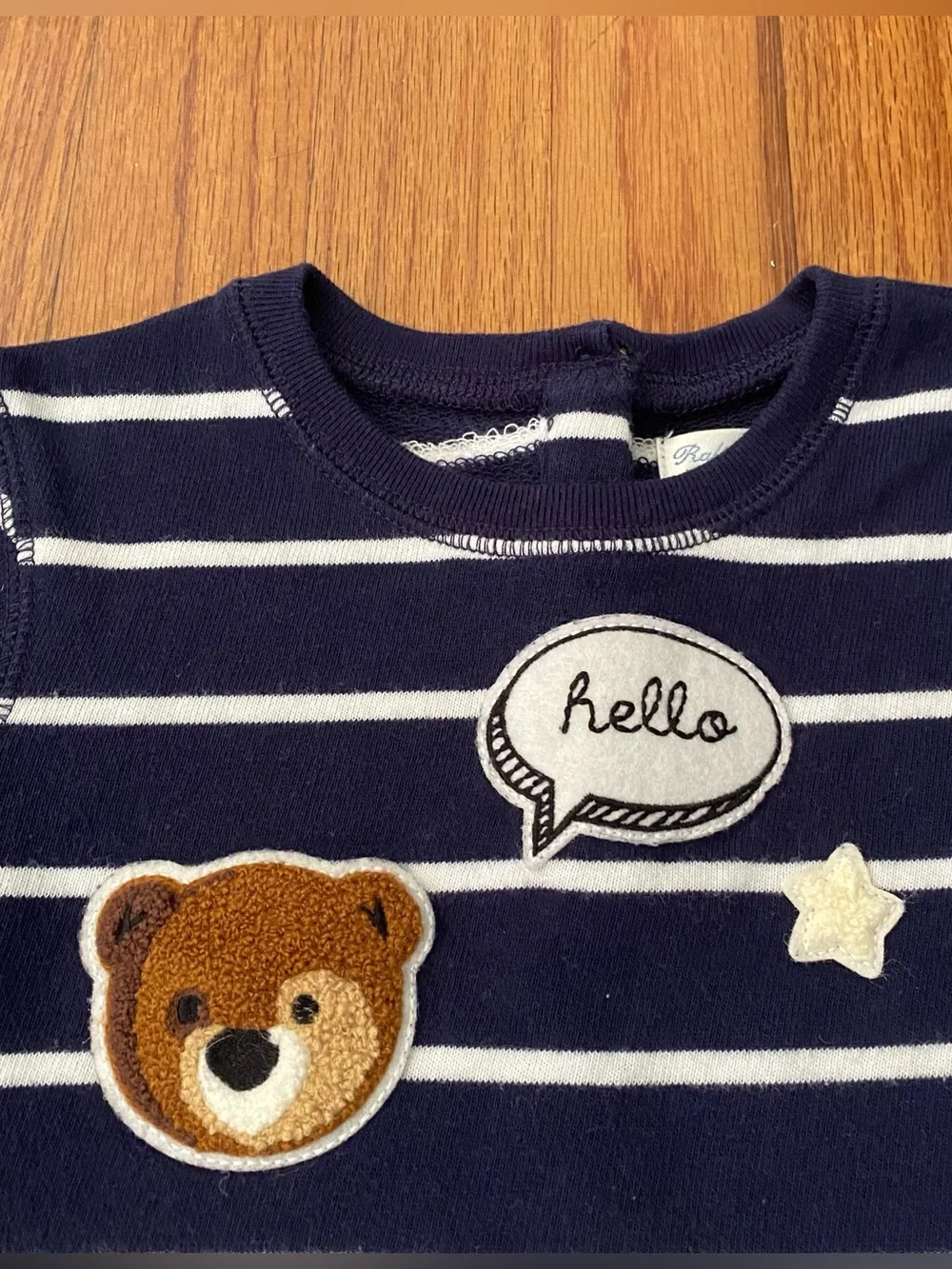 Ralph Lauren Navy and White Striped Knit Dress with Bear Patches